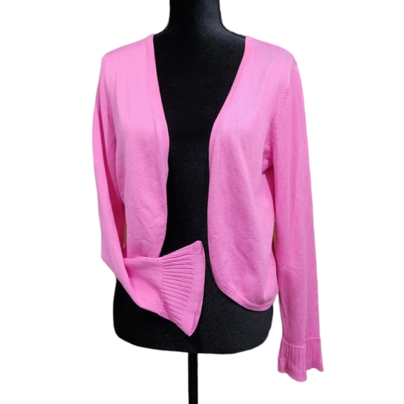 Ellen Tracy Tops - Ellen Tracy Pink Crop Lightweight Solid Cardigan Sweater Size M